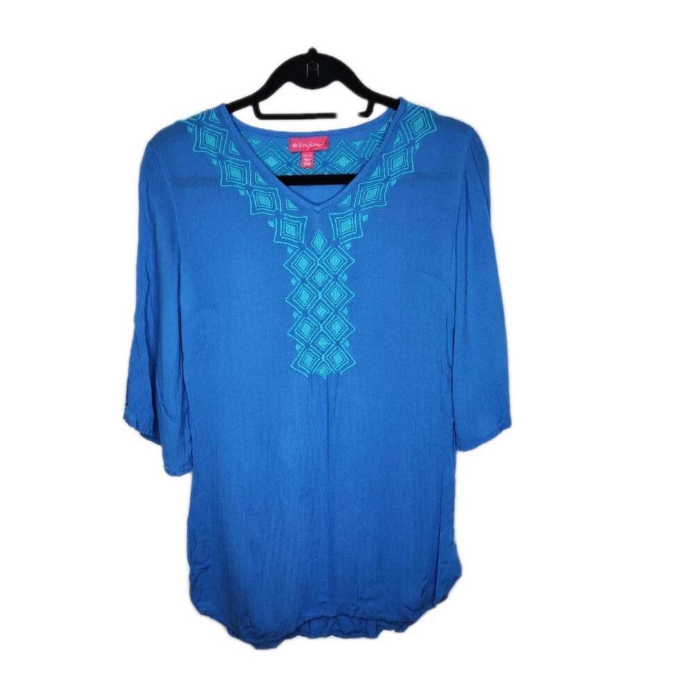 Lilly Pulitzer Long Sleeve Target Collection Boho Loose Fit Top Size XS Relaxed